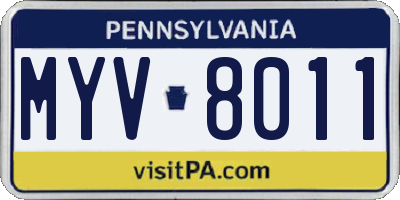 PA license plate MYV8011