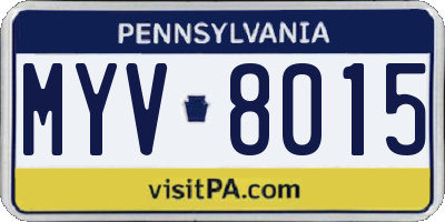 PA license plate MYV8015