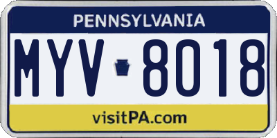 PA license plate MYV8018