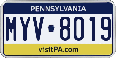 PA license plate MYV8019