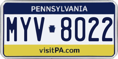 PA license plate MYV8022