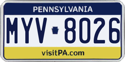 PA license plate MYV8026