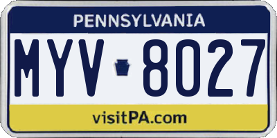 PA license plate MYV8027