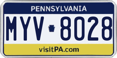 PA license plate MYV8028