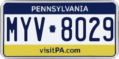 PA license plate MYV8029