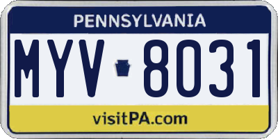 PA license plate MYV8031