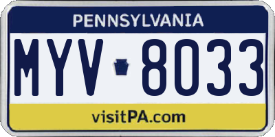 PA license plate MYV8033