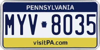 PA license plate MYV8035