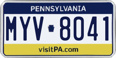 PA license plate MYV8041