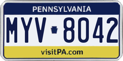 PA license plate MYV8042
