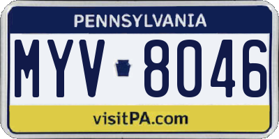 PA license plate MYV8046