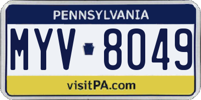 PA license plate MYV8049