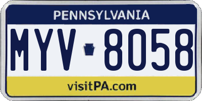 PA license plate MYV8058