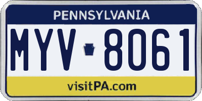 PA license plate MYV8061