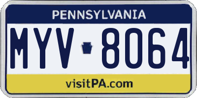 PA license plate MYV8064