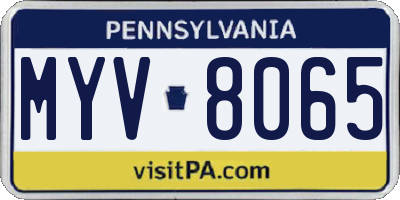 PA license plate MYV8065
