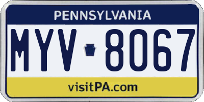PA license plate MYV8067