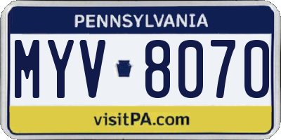 PA license plate MYV8070