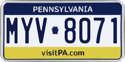 PA license plate MYV8071