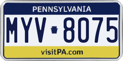 PA license plate MYV8075