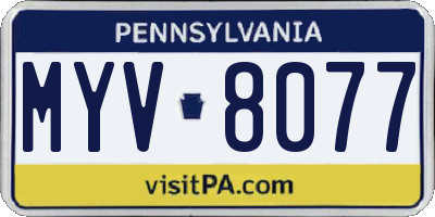 PA license plate MYV8077