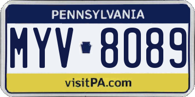 PA license plate MYV8089