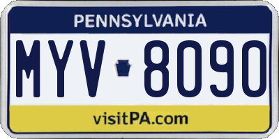 PA license plate MYV8090