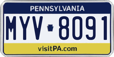 PA license plate MYV8091