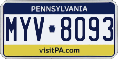 PA license plate MYV8093