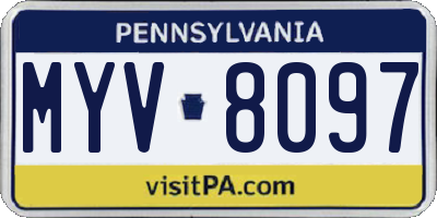 PA license plate MYV8097