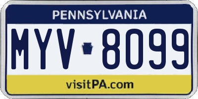 PA license plate MYV8099