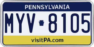 PA license plate MYV8105