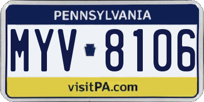 PA license plate MYV8106