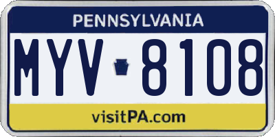 PA license plate MYV8108