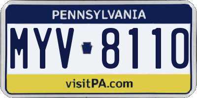PA license plate MYV8110