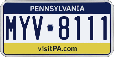 PA license plate MYV8111