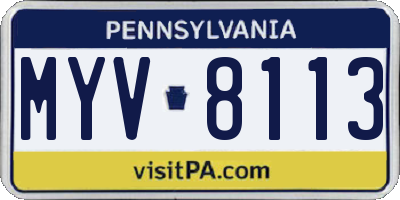 PA license plate MYV8113