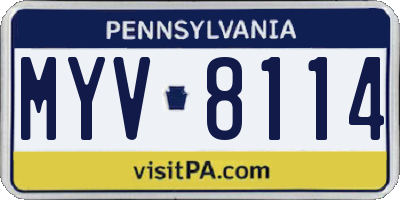 PA license plate MYV8114