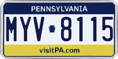 PA license plate MYV8115