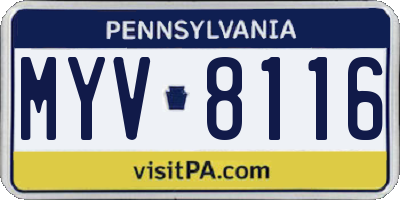 PA license plate MYV8116