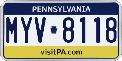 PA license plate MYV8118