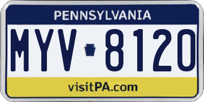 PA license plate MYV8120