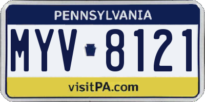 PA license plate MYV8121