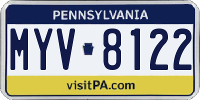 PA license plate MYV8122