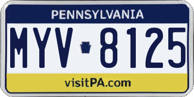 PA license plate MYV8125