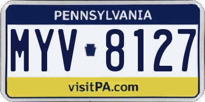 PA license plate MYV8127