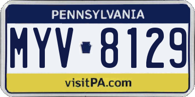 PA license plate MYV8129