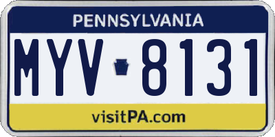 PA license plate MYV8131