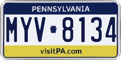 PA license plate MYV8134