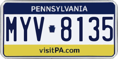 PA license plate MYV8135